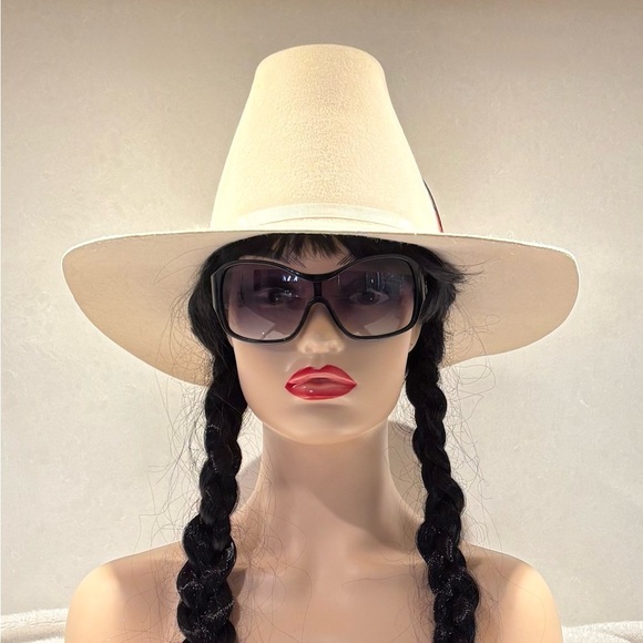 Vintage Stockman Calgary Cream Cowboy Hat with Feather - Size 7 1/8 (57) - Picture 2 of 15